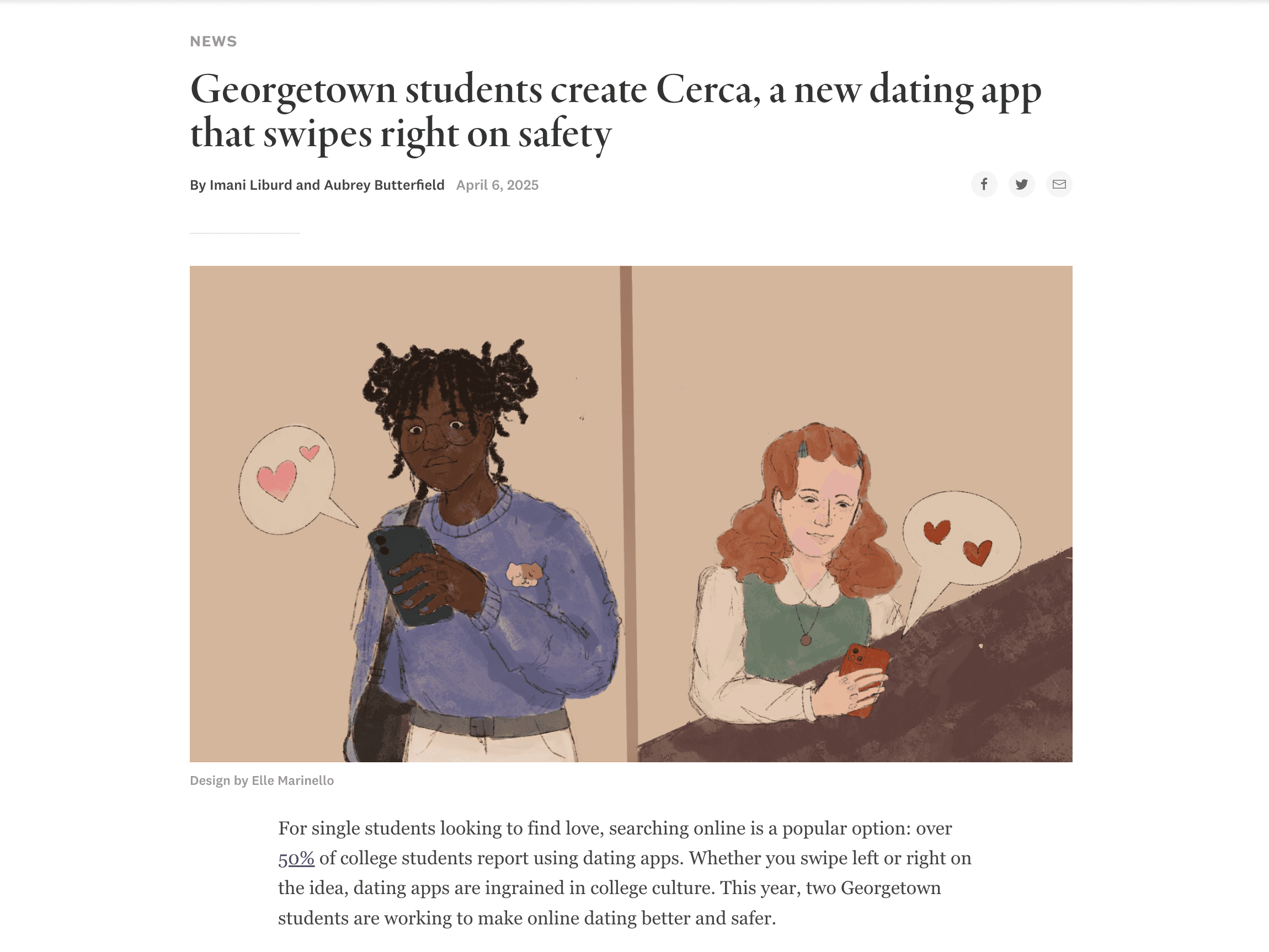 Georgetown students create Cerca, a new dating app that swipes right on safety